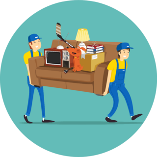 Two Movers Carry Sofa Cute Cartoon Sticker