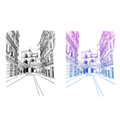 Two Nice Views Of Old Street. Valencia, Catalonia, Spain Sticker