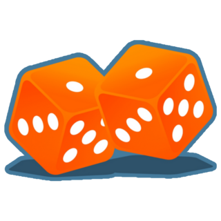 Two Orange Dice On Blue Sticker