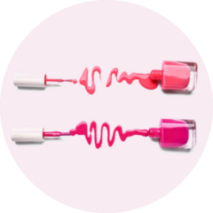 Two Overturned Bottles Of Pink Nail Polishes Sticker