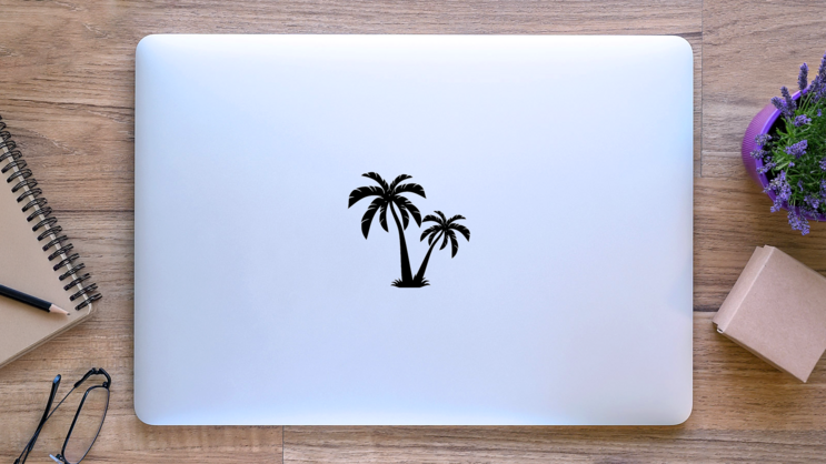 Two Palm Trees Silhouette Sticker on a Laptop (New) example