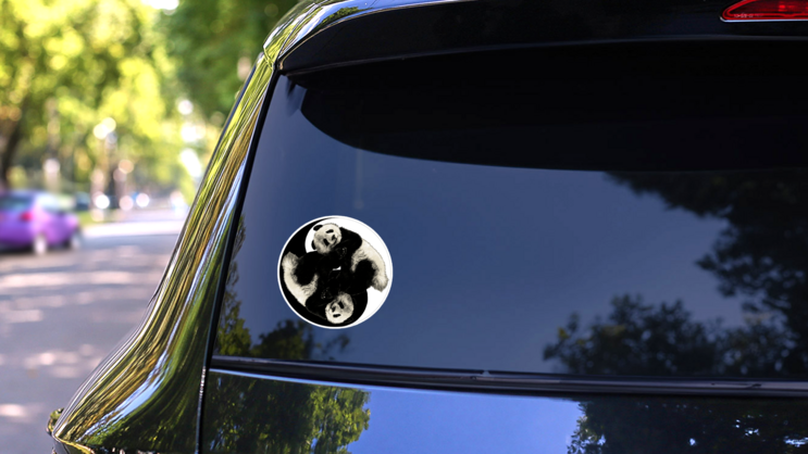 Two Pandas Are On The Sign Yin-yang Sticker on a Rear Car Window (New) example