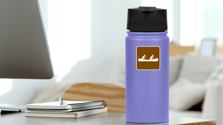 Two Person Canoeing Sticker on a Water Bottle (New) example