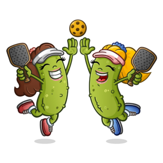 Two Pickle Girl Jumping Pickleball sticker