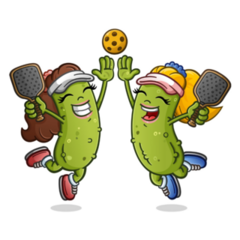 Two Pickle Girl Jumping Pickleball sticker