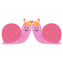 Two Pink Snails With Flowers Sticker