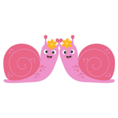 Two Pink Snails With Flowers Sticker
