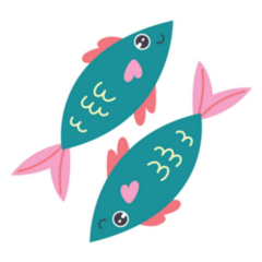 Two Pisces Zodiac Drawn Fish Sticker