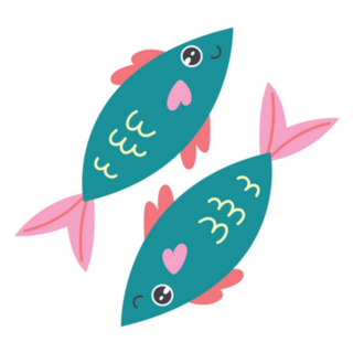 Two Pisces Zodiac Drawn Fish Sticker