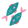 Two Pisces Zodiac Drawn Fish Sticker