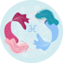 Two Pisces Zodiac Mermaids Circle Sticker