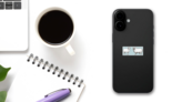 Two Ram Blue Smile Sticker on a Phone (New) example