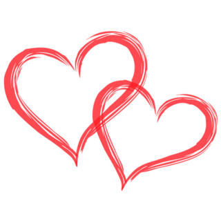 Two Red Brush Stroke Hearts Crossing Sticker