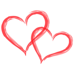 Two Red Brush Stroke Hearts Crossing Sticker