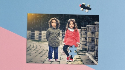 Two Siblings Horizontal Rectangle 60 Piece Puzzle