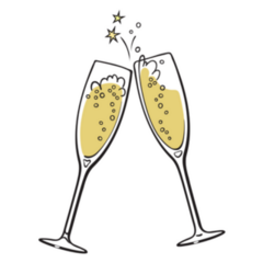 Two Sparkling Glasses Of Champagne Happy New Year Sticker 