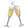 Two Sparkling Glasses Of Champagne Happy New Year Sticker 