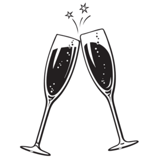 Two Sparkling Glasses Of Champagne On New Year Sticker 