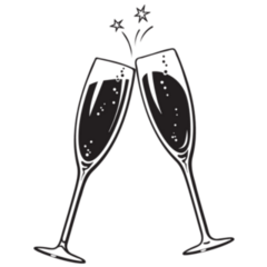 Two Sparkling Glasses Of Champagne On New Year Sticker 