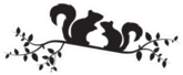 Two Squirrels Silhouettes On Branch Illustration Sticker