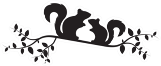 Two Squirrels Silhouettes On Branch Illustration Sticker