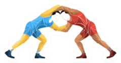 Two Stylized Athlete Wrestlers Sticker