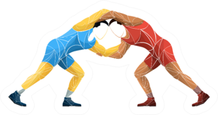 Two Stylized Athlete Wrestlers Sticker