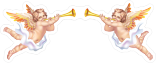Two Trumpeting Cherubs Sticker