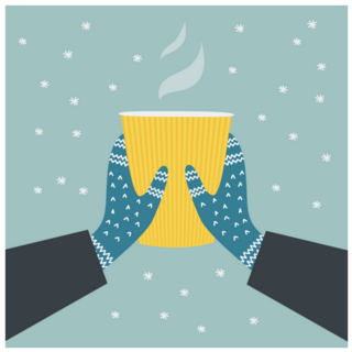 Two Winter Hands Holding A Cup Of Hot Drink Sticker 
