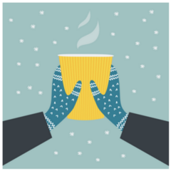 Two Winter Hands Holding A Cup Of Hot Drink Sticker 