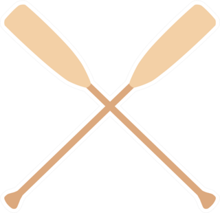 Two Wooden Crossed Oars Rowing Sticker