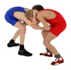 Two Wrestlers Greco-roman Wrestling On White Sticker
