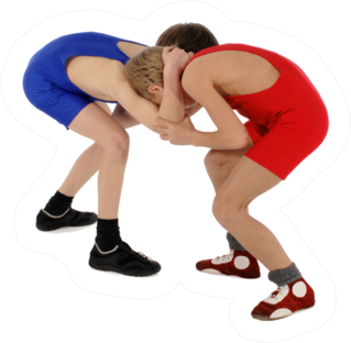 Two Wrestlers Greco-roman Wrestling On White Sticker