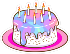 Tye Dye Birthday Cake Sticker