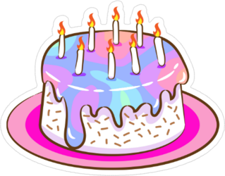 Tye Dye Birthday Cake Sticker