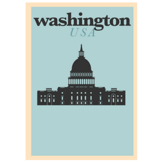 Typographic Washington Dc USA City Poster In Blue Sticker