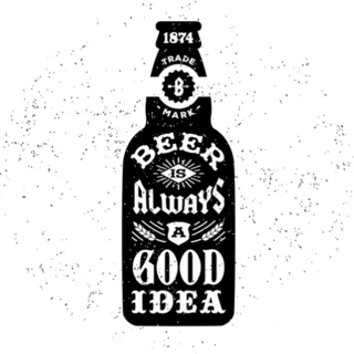 Typography Monochrome Hipster Beer Sticker