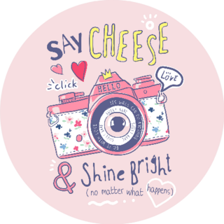 Typography Say Cheese & Shine Bright Camera Photographer Sticker