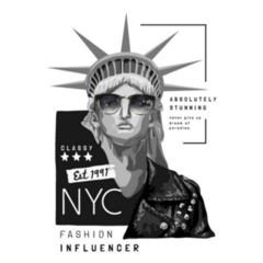 Typography Slogan With Liberty Statue New York Sticker
