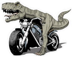 Tyrannosaurus Rex Riding A Classic Chopper Sticker