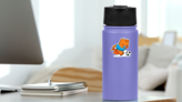 Tyrannosaurus Rex Soccer Player Sticker on a Water Bottle (New) example