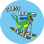Tyranosaur Rex With Ski Equipment Sticker