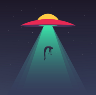 UFO Abducting Human Sticker