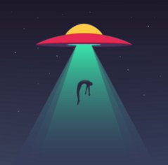 UFO Abducting Human Sticker