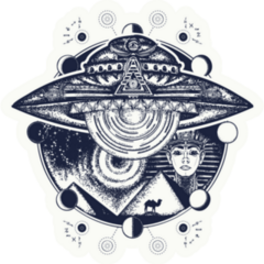 Ufo And Ancient Egypt Tattoo Art Sticker