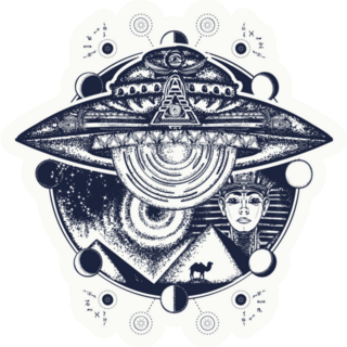 Ufo And Ancient Egypt Tattoo Art Sticker