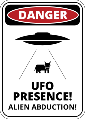 UFO Presence Cow Sign Sticker