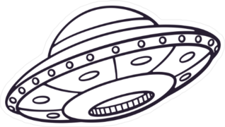 UFO Silhouette Line Art Sticker