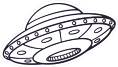 UFO Silhouette Line Art Sticker