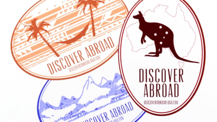 UGA Discover Abroad Custom Oval Stickers